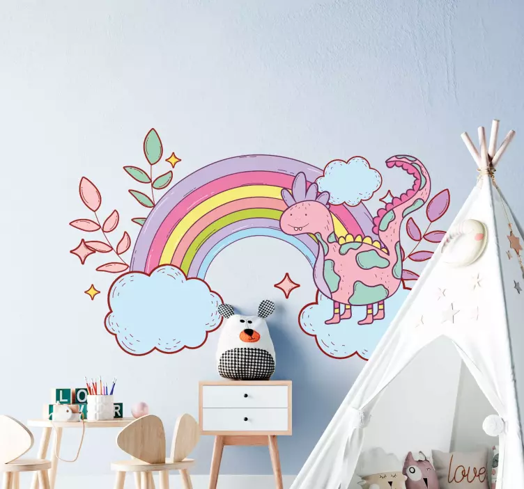 Colorful Dinosaur Rainbow wall sticker - TenStickers