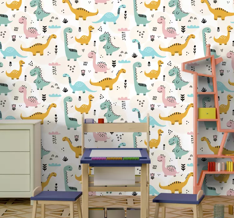 Colorful dinosaurs Wall Mural sticker - TenStickers