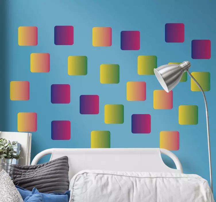 Colorful Gradient Squares geometric wall sticker - TenStickers
