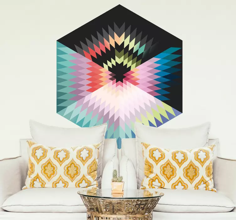 Colorful Hexagonal Patterns geometric wall sticker - TenStickers
