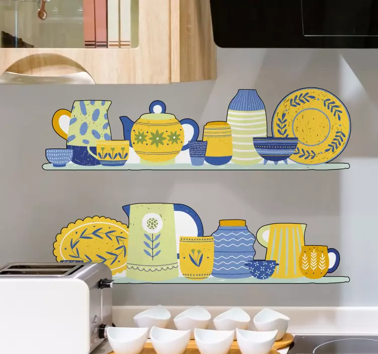 Colorful Kitchenware Display cuisine wall sticker - TenStickers
