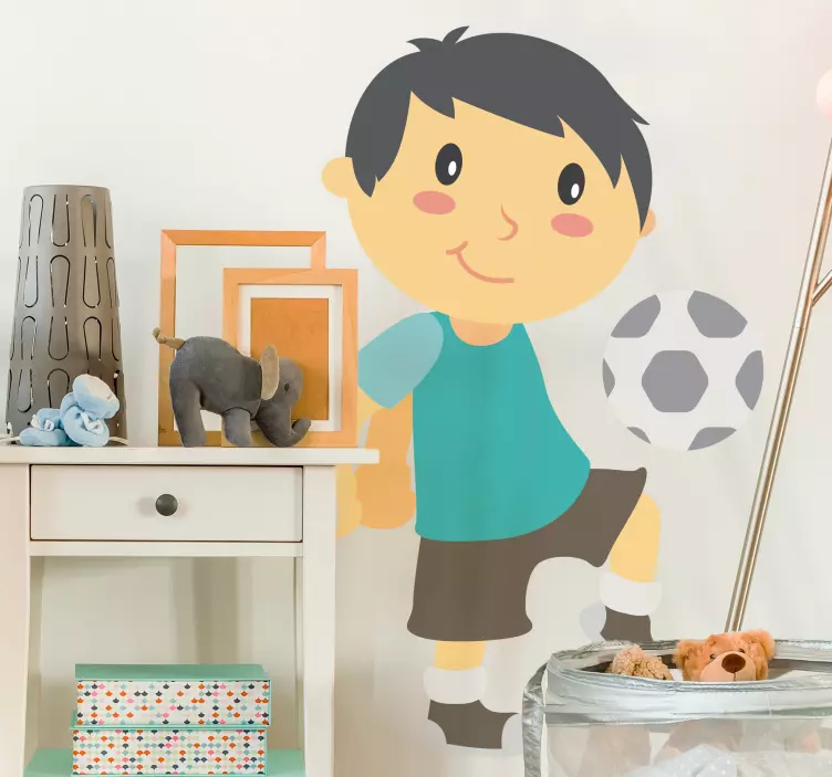 Comic Football Boy Wall Sticker - TenStickers