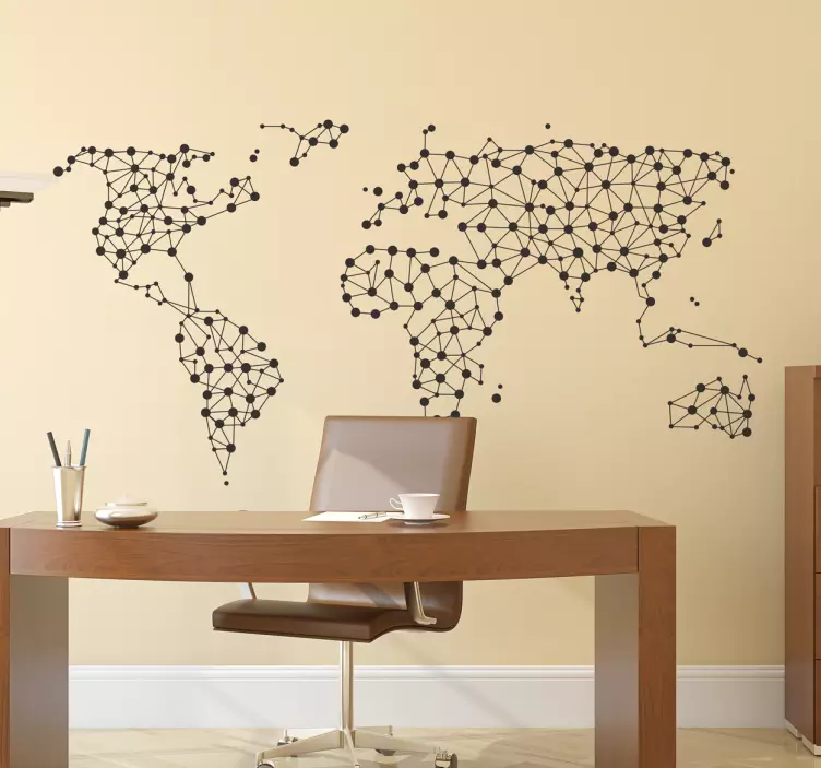 Connections world map wall sticker - TenStickers