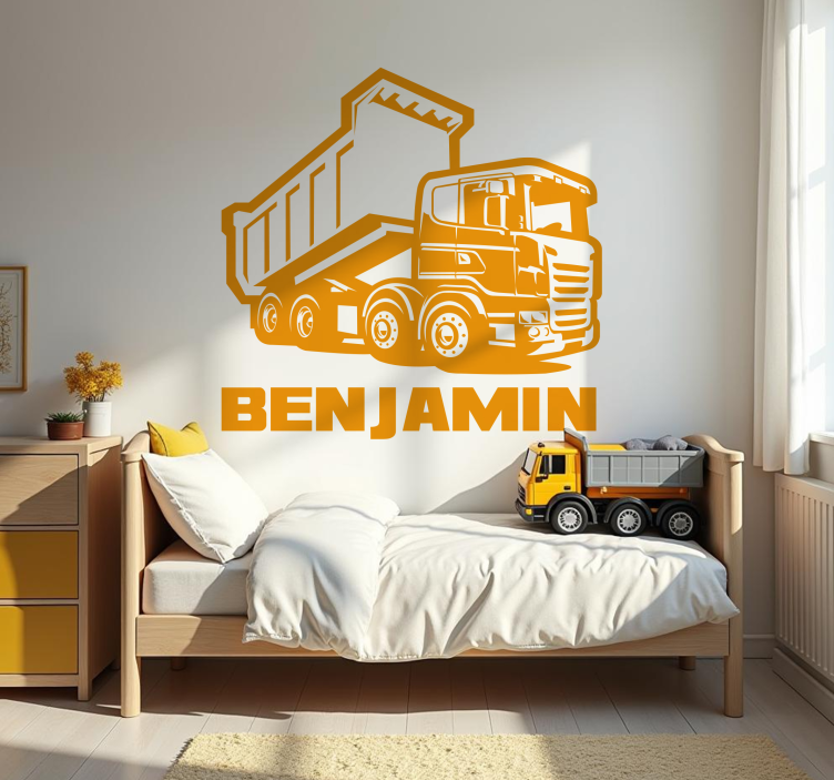 contruction truck with name toy sticker - TenStickers