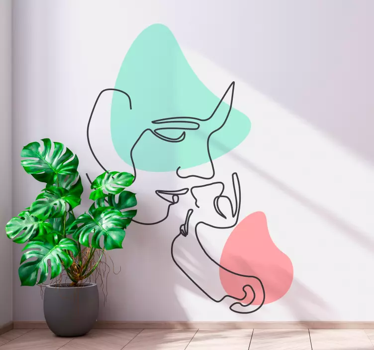 Couple faces in minimalistic style wall decal - TenStickers