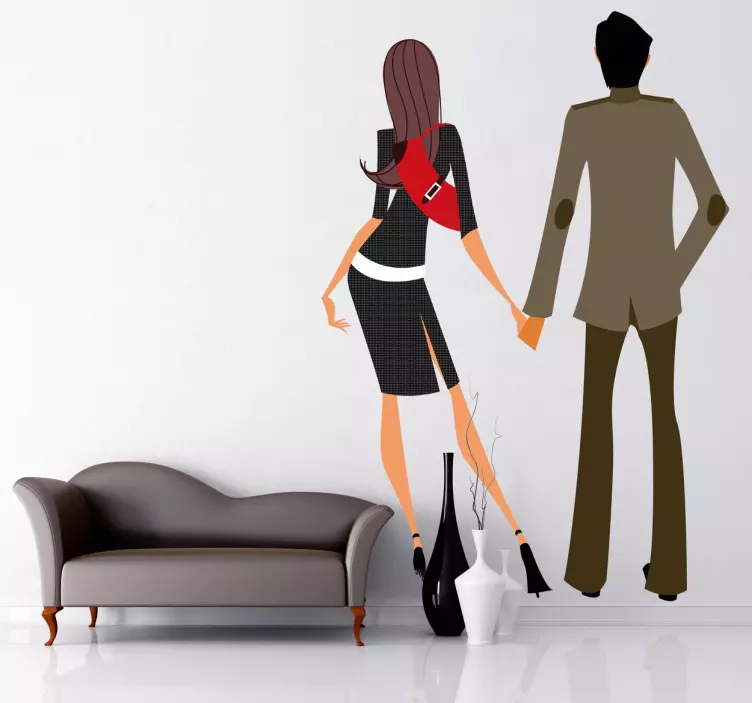 Couple Facing The Wall Decorative Sticker - TenStickers