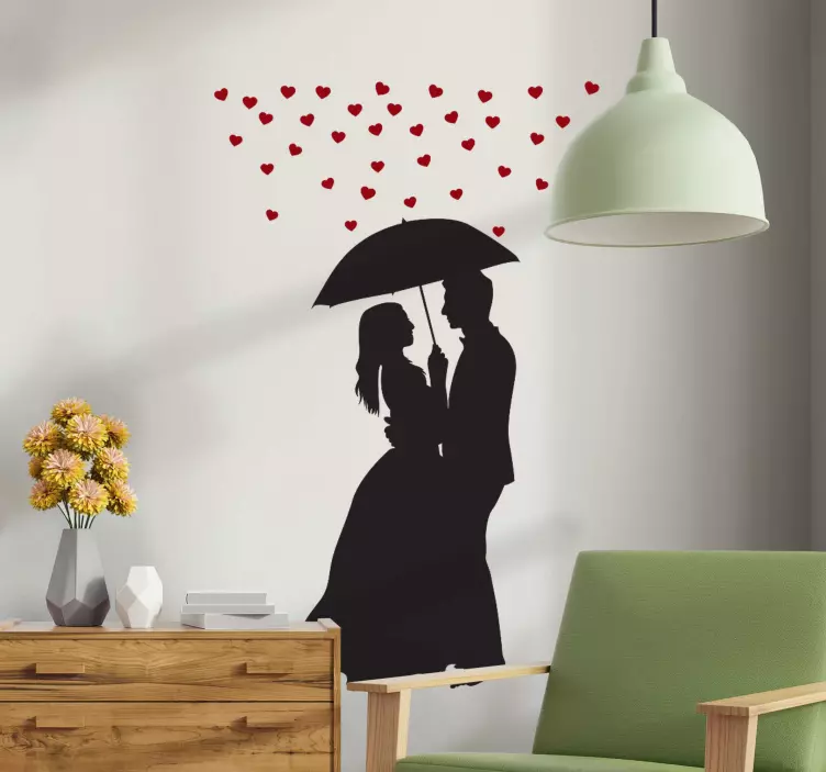 Couple under umbrella love sticker - TenStickers