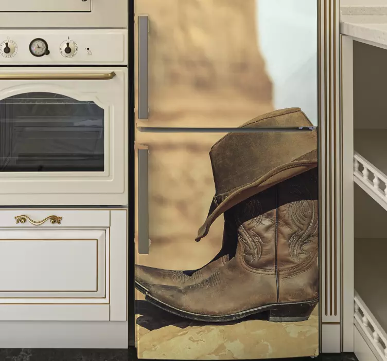 Cowboy boot design fridge sticker - TenStickers