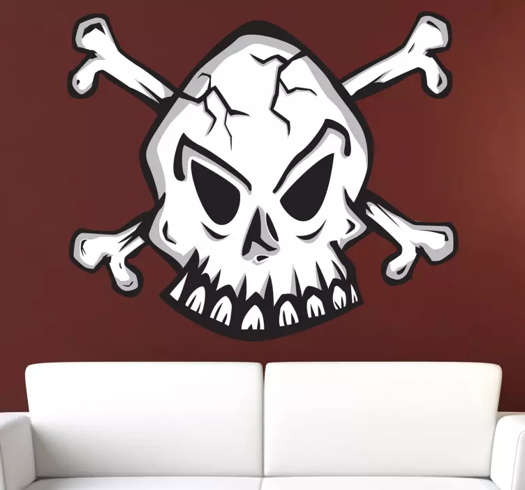 Cracked Skull Decorative Decal - TenStickers