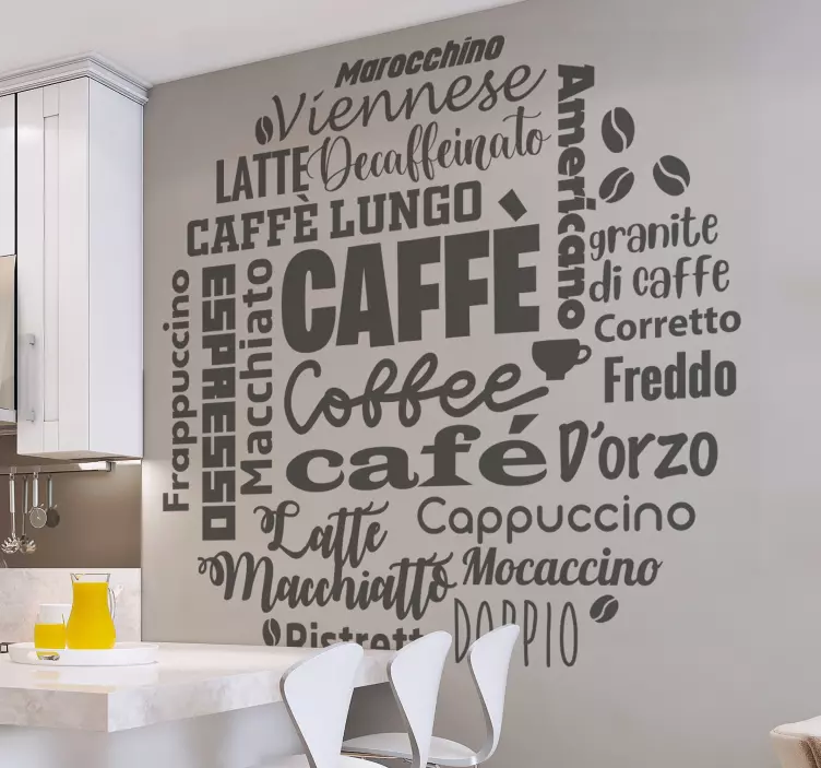 Cuisine wall sticker coffee types and varieties - TenStickers