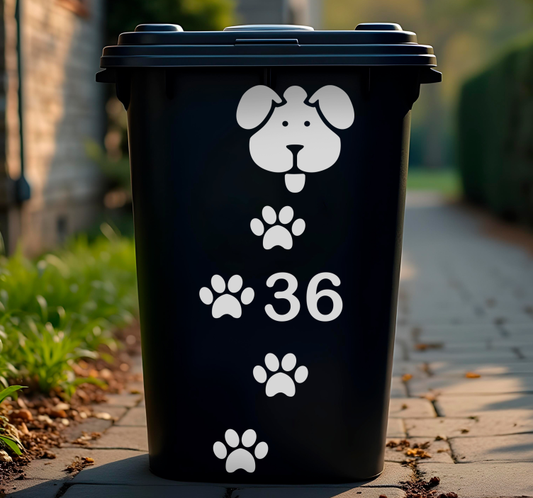 Custom Dog Paw Print recycling decal for bin - TenStickers