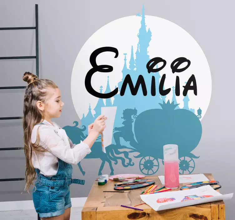 Blue fairytale with name illustration sticker - TenStickers