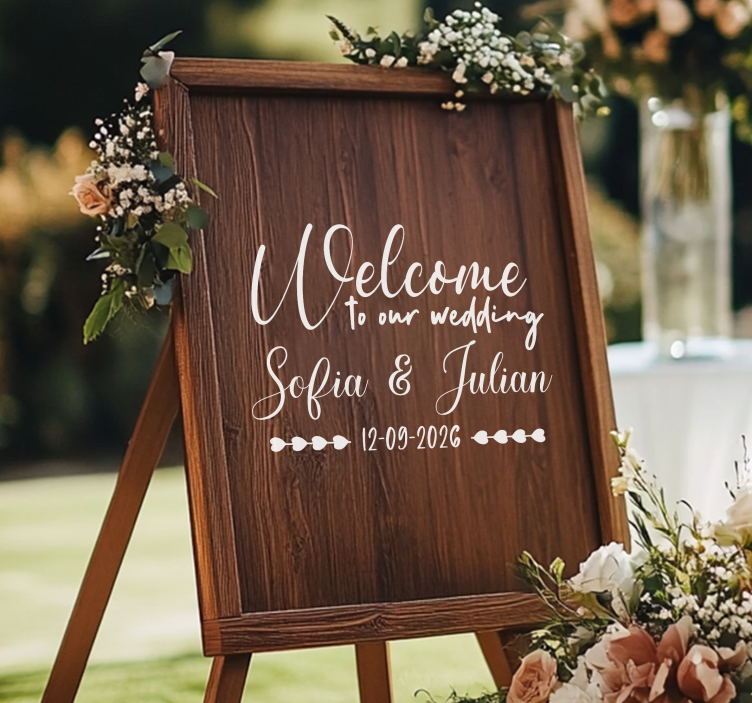Custom wooden plank wedding sticker - TenStickers
