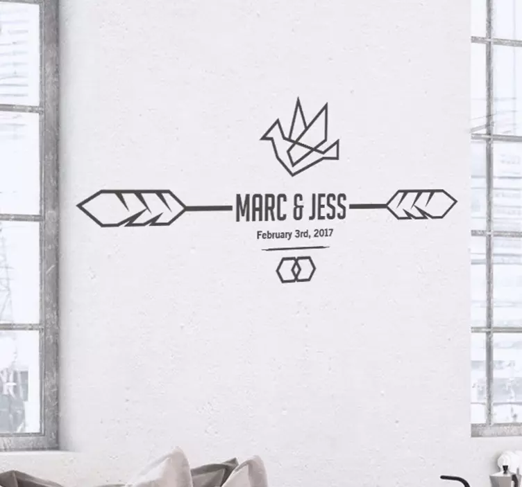 Customisable Modern Wedding Sign Sticker - TenStickers