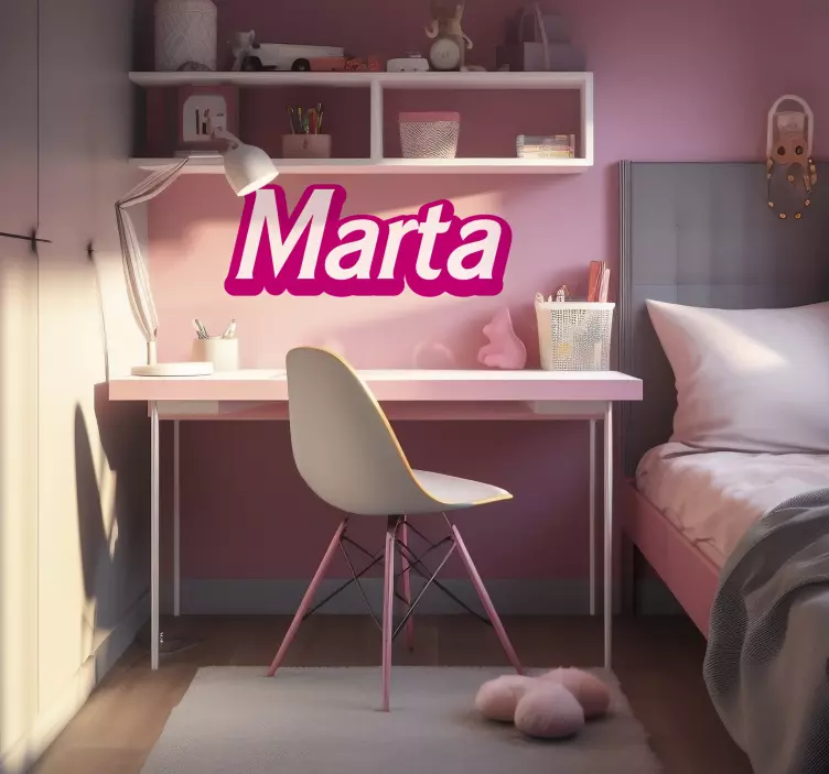 customisable name in pink colour wall sticker - TenStickers