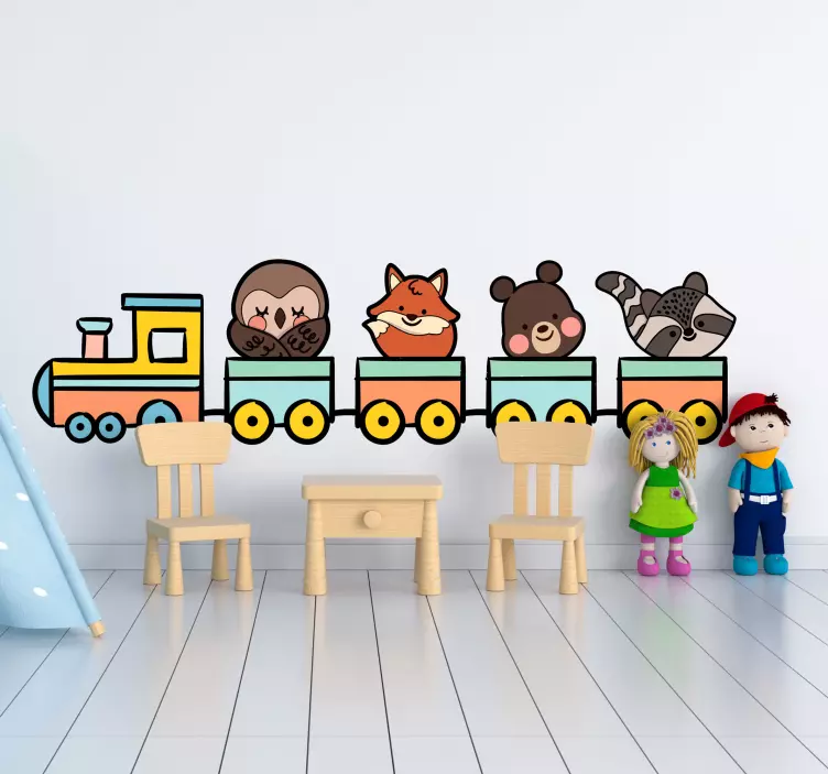 Cute Animal Train wall stickers for kid - TenStickers