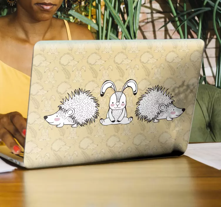 Cute Animal Trio laptop skin - TenStickers