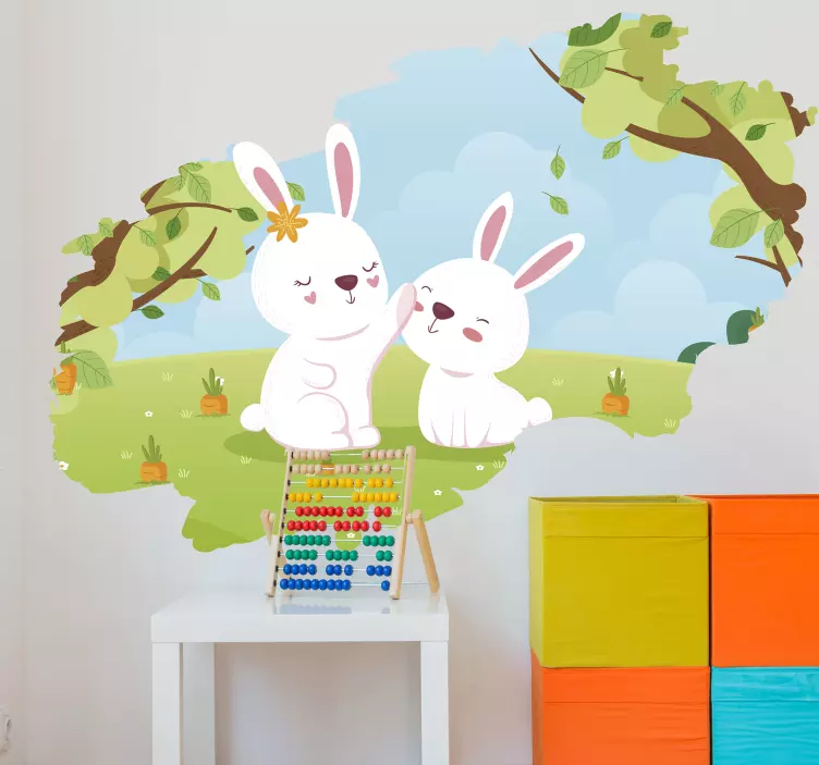 Cute Bunny Friends pet wall art - TenStickers