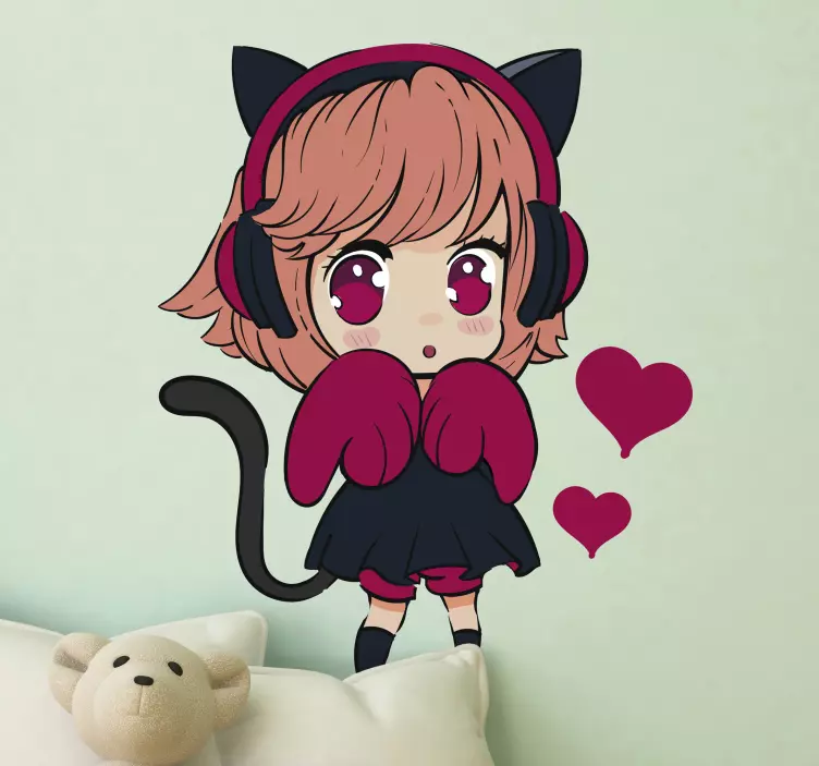 Cute Cat Girl wall stickers for kid - TenStickers