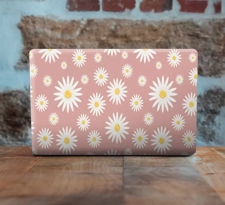 Cute pink daisy pattern laptop skins - TenStickers