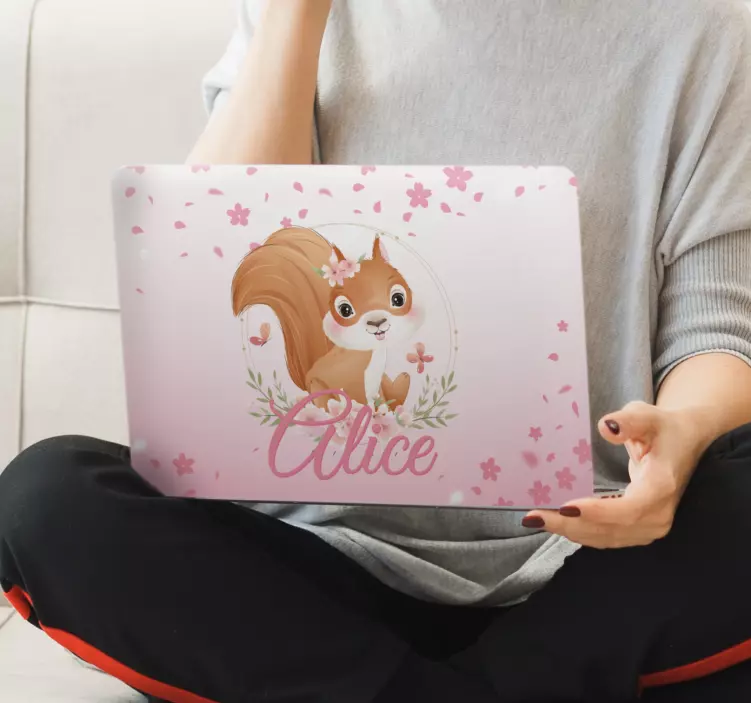 Cute Squirrel Illustration laptop skin - TenStickers