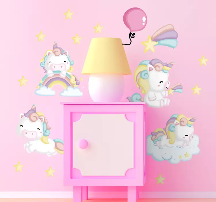 Cute Unicorn Characters wall stickers for kid - TenStickers