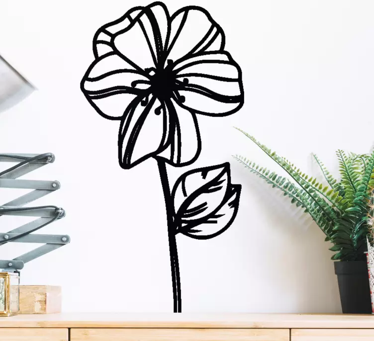 Daisy flower modern line art flower sticker - TenStickers
