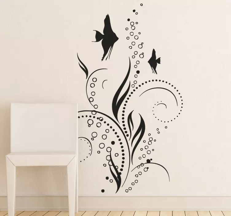 Decorative Floral Fish Decal - TenStickers