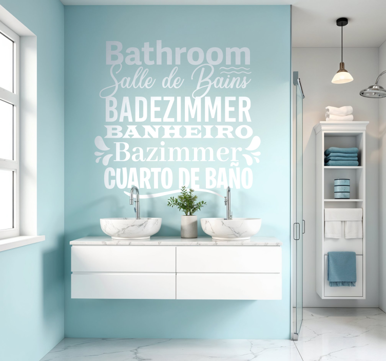 Different languages bathroom wall sticker - TenStickers