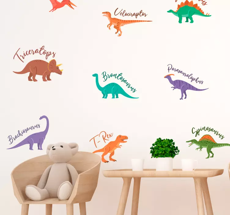 Dinosaurs with Names Animal Wall Sticker - TenStickers