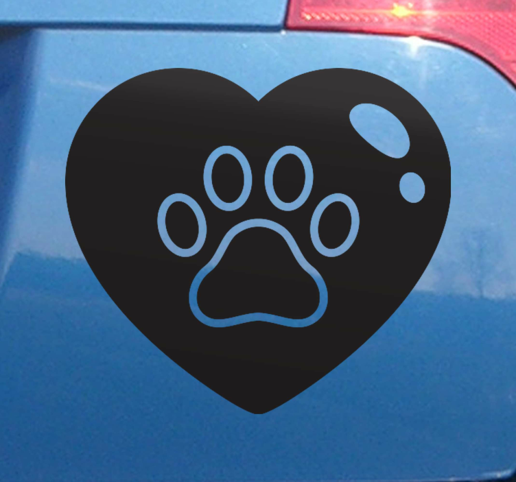 Heart paw print for car dog sticker - TenStickers