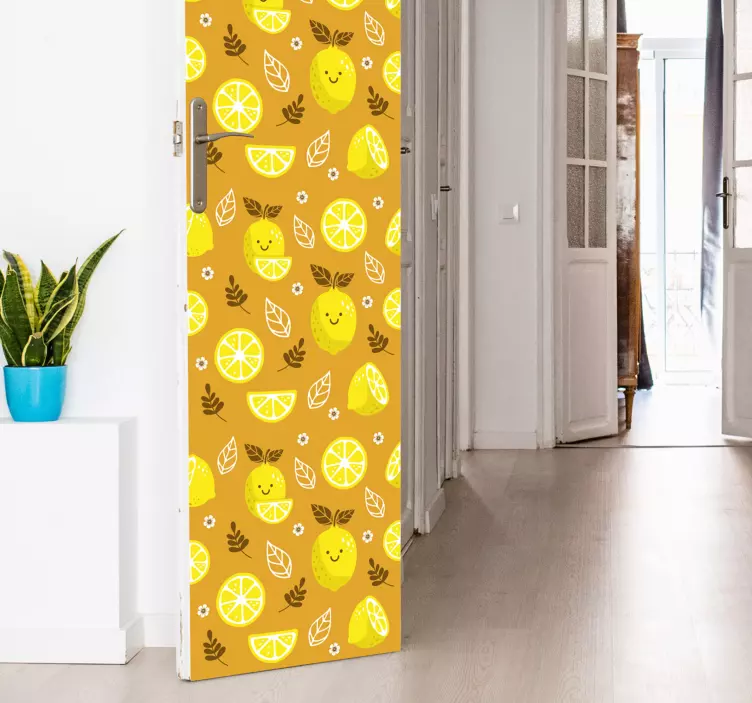 Door sticker cheerful lemon design - TenStickers