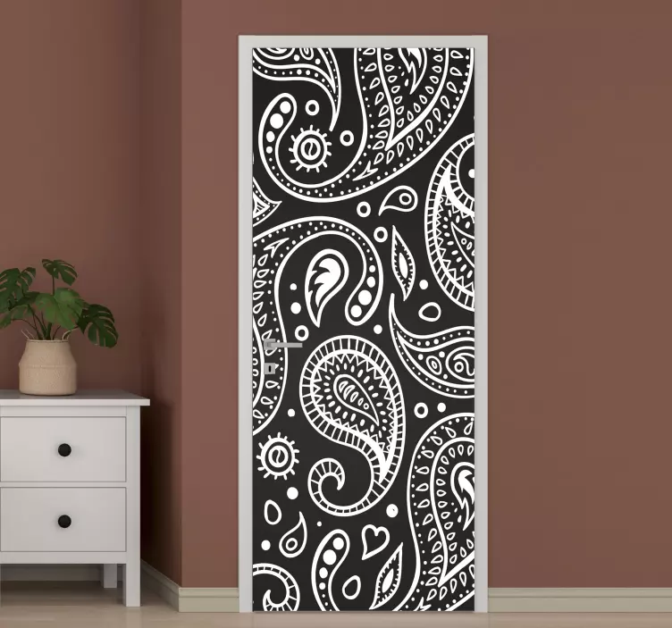 Door sticker with elegant paisley designs - TenStickers