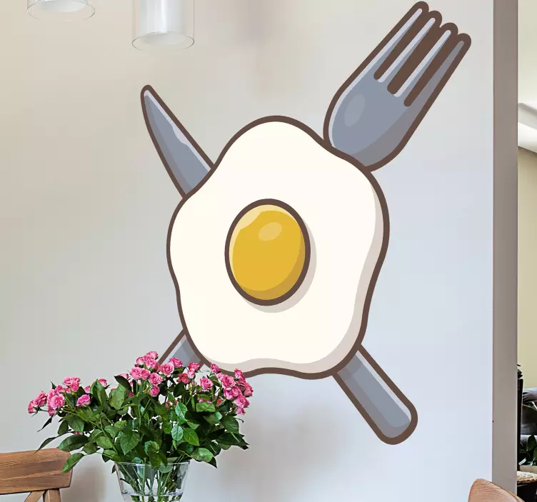 Egg with Cutlery cuisine wall sticker - TenStickers