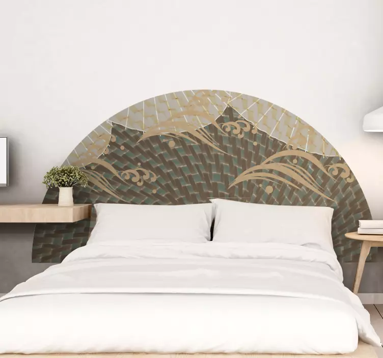 Elegant Fan Motif headboard wall sticker - TenStickers