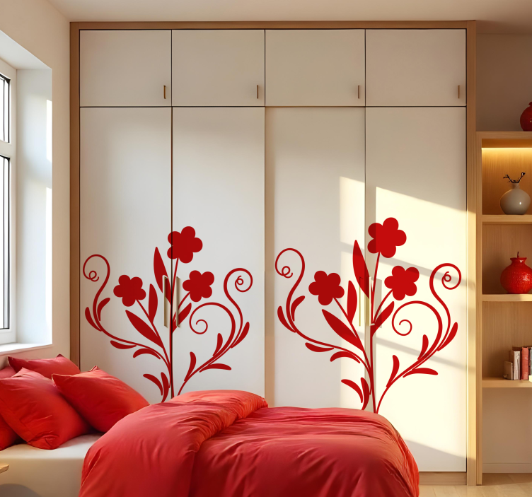 elegant flower silhouette furniture sticker - TenStickers