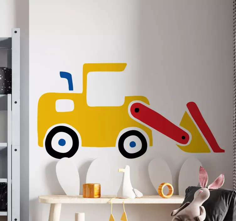 Excavator bulldozer simple cartoon toy sticker - TenStickers