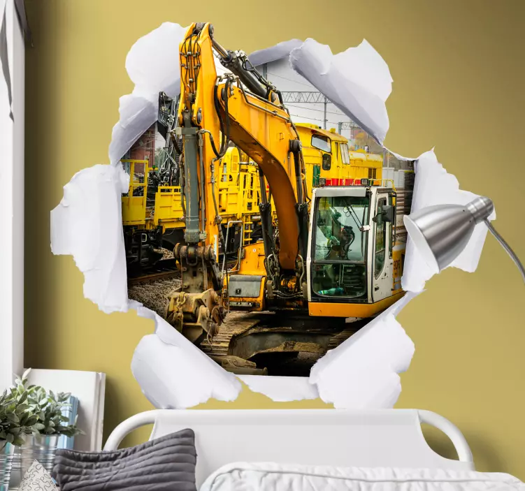 Excavator machinery scene visual effects wall sticker - TenStickers