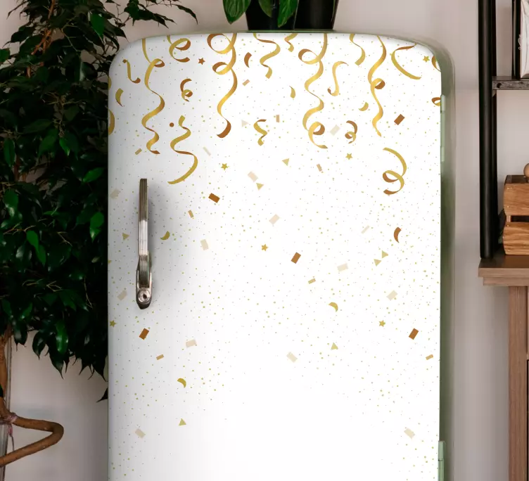 Falling golden confetti fridge sticker - TenStickers