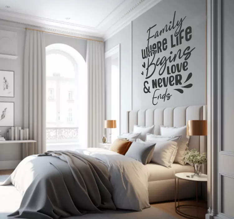 Family Love Begins wall stickers quotes - TenStickers
