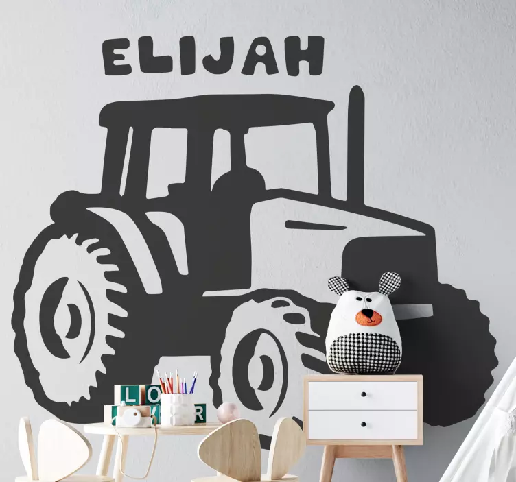 Farm animal wall sticker customizable tractor design - TenStickers