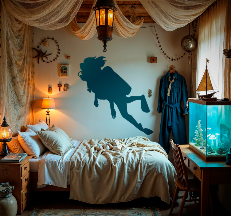Female diver wall sticker - TenStickers