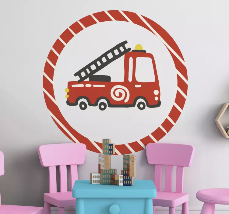 Fire Truck Illustration wall stickers for kid - TenStickers