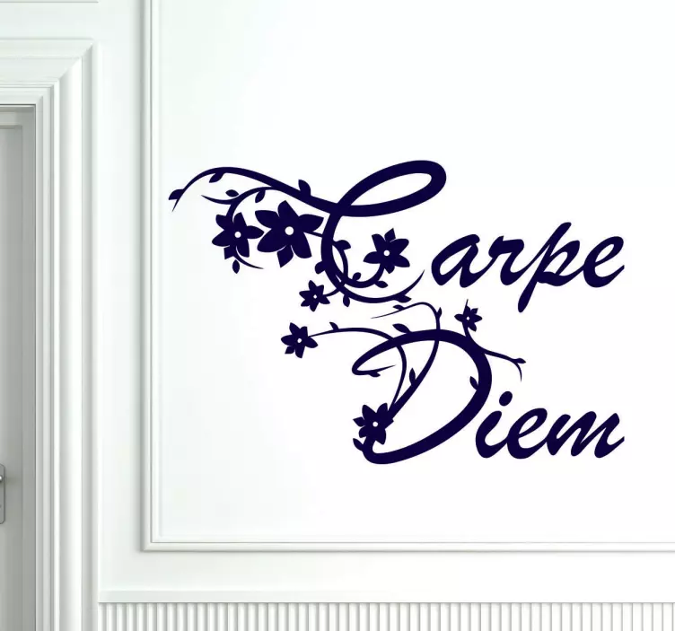 Floral Carpe Diem Wall Sticker - TenStickers