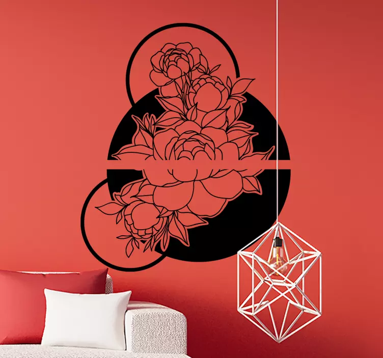Monochrome circular design flower wall sticker - TenStickers