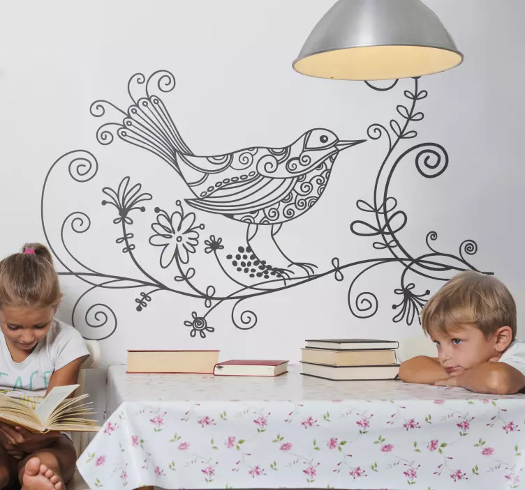 Floral Nightingdale Decal - TenStickers