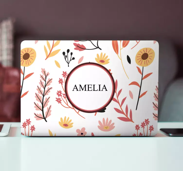 Floral Personalized Pattern laptop skin - TenStickers