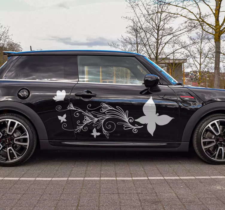 Flower and butterfly Car Sticker - TenStickers