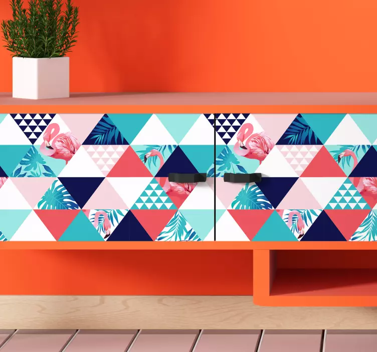 Flowers and flamingos furniture sticker - TenStickers