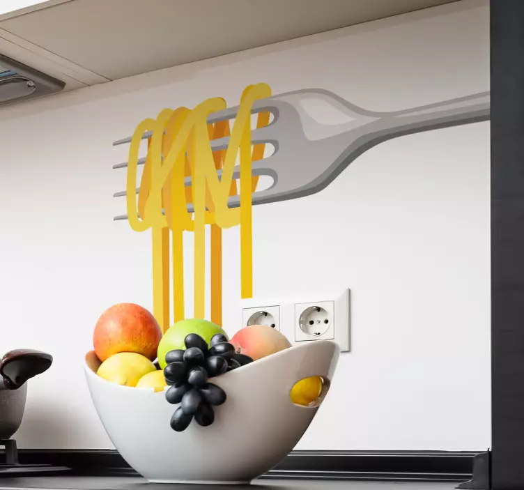 Fork with spaghetti food sticker - TenStickers